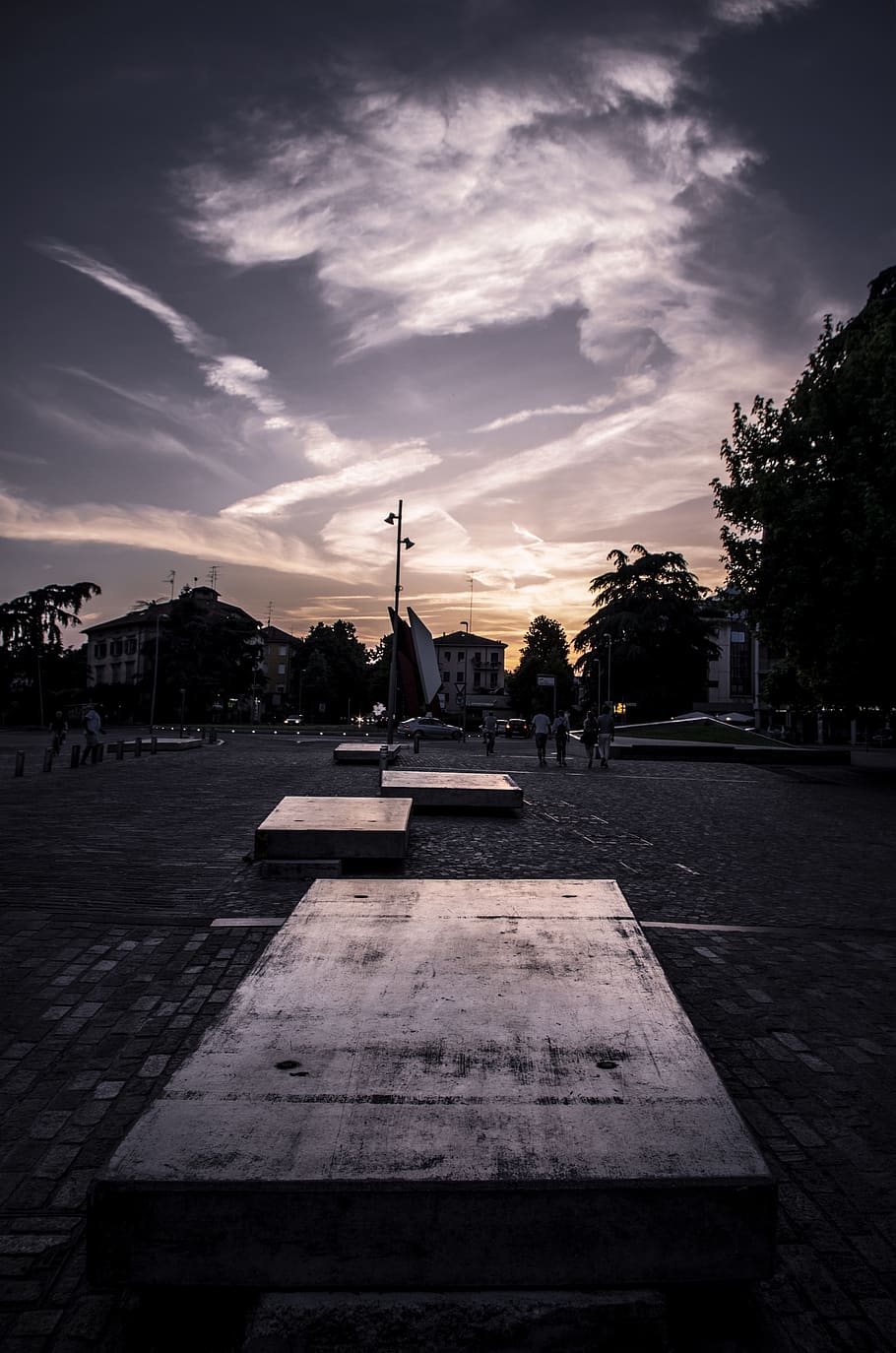 evening, sunset, clouds, sky, landscape, tourism, architecture HD wallpaper
