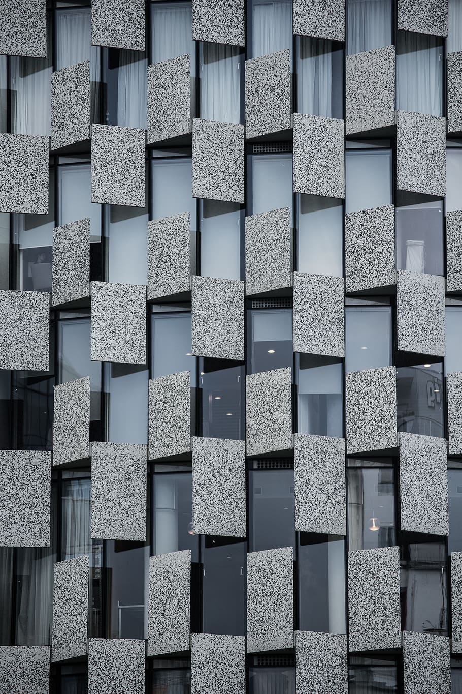 gray and black architectural design, backgrounds, large group of objects HD wallpaper