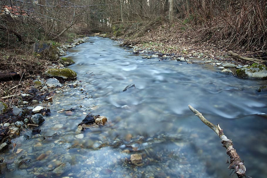 long exposure, water, river, bach, waterfall, landscape, nature HD wallpaper