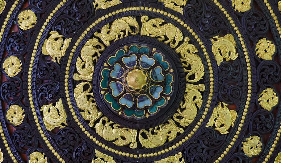 china, xishuangbanna, pattern, chinese pattern, roof, close up HD wallpaper