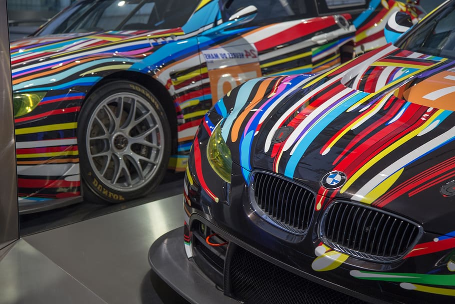 multicolored BMW car, machine, wheel, spoke, tire, alloy wheel HD wallpaper