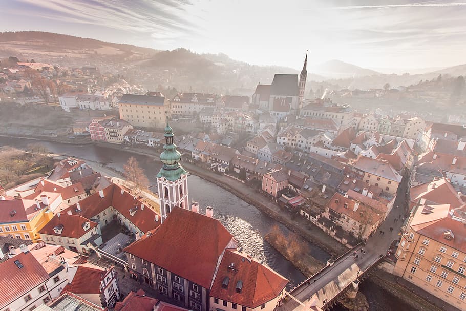 Beautiful view of the historic town of Czech Krumlov, architecture HD wallpaper