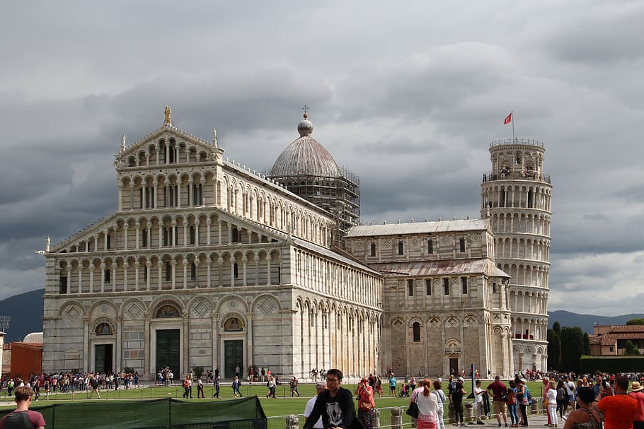 italy, pisa, clouds, monuments, travel, tourism, summer, architecture HD wallpaper