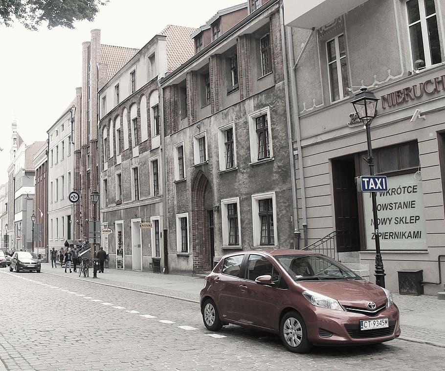 poland, torun, car, motor vehicle, mode of transportation, building exterior HD wallpaper
