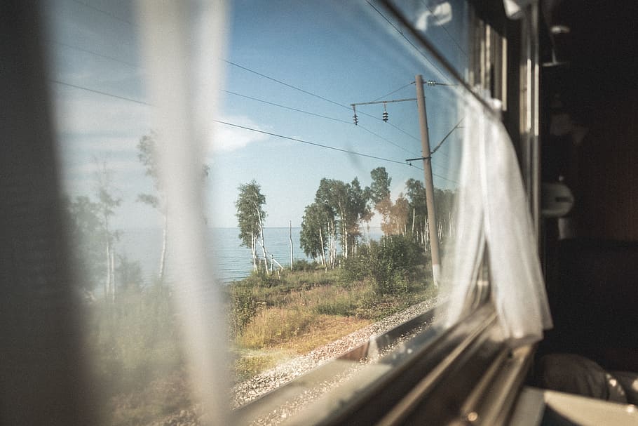 photography of opened window, railway, cabin, train, siberium HD wallpaper