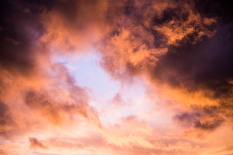 gray and orange clouds, sky, cloud - sky, dramatic sky, cloudscape HD wallpaper