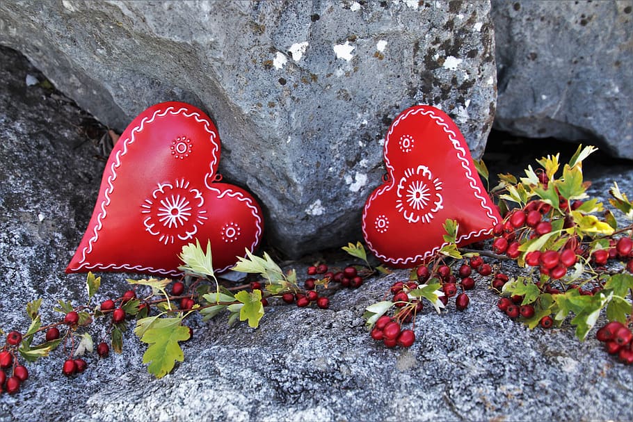 red, heart, feeling, autumn, the background, stone, rock, surface HD wallpaper