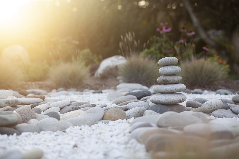 selective focus photo of balance stones, rock, pile, stack, bokeh HD wallpaper