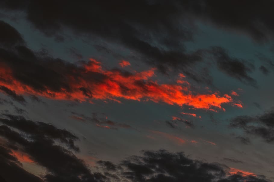Orange and Black Clouds, calamity, dark, desktop wallpaper, evening