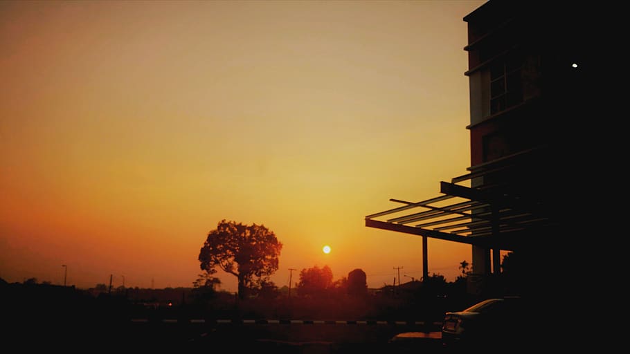 wide, nature, bulding, sunset, architecture, sky, building exterior HD wallpaper