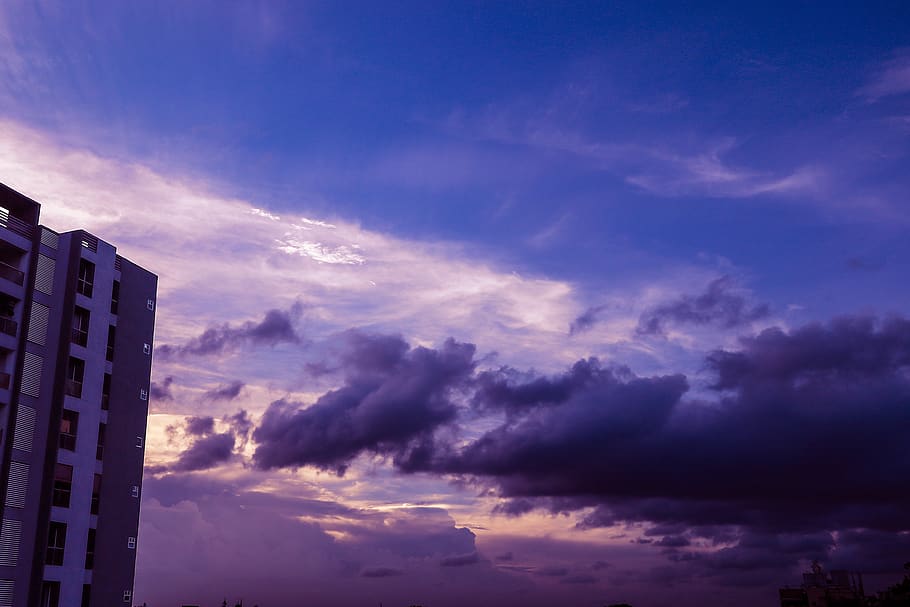 sky, evening, sunset, india, nature, clouds, colors, tones HD wallpaper