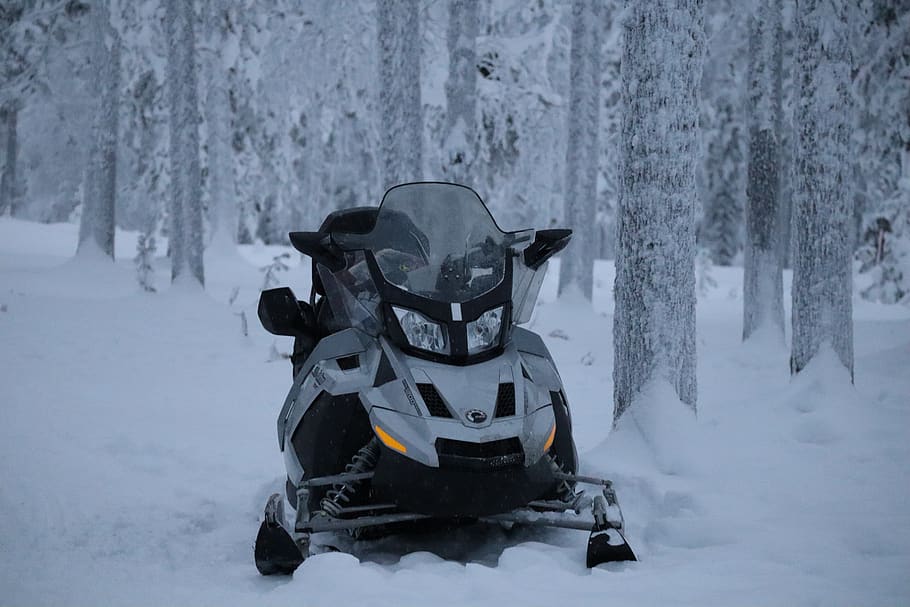 winter, snowmobile, sledding, cold temperature, covering, land HD wallpaper