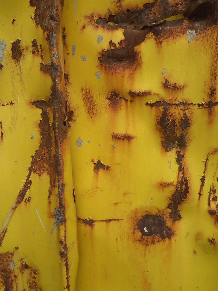 abstract, paint, rust, metal, yellow, brown, full frame, backgrounds HD wallpaper