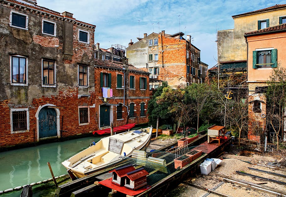 venice, italy, shutter, tile, roof, plaster, backyard, sunrise HD wallpaper