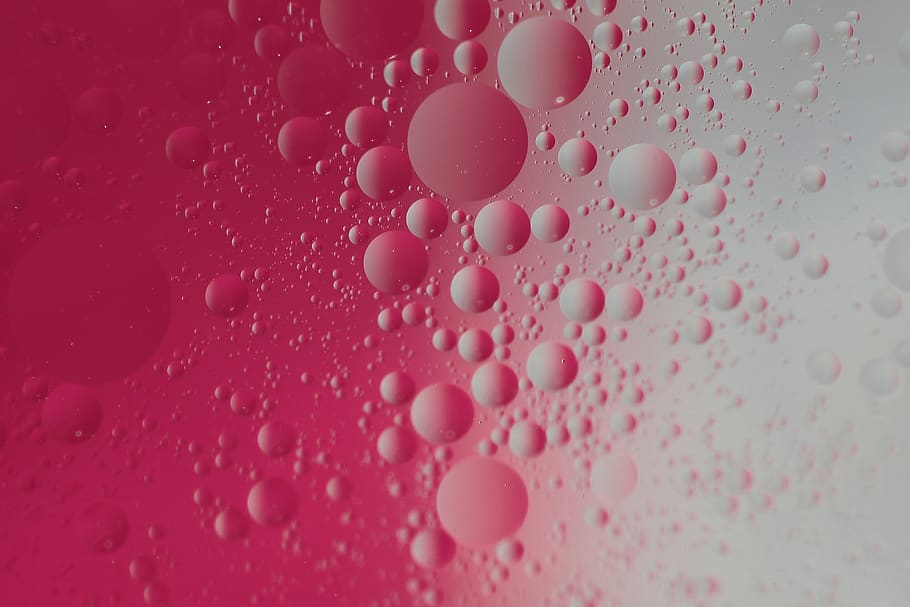 red molecules illustration, water, bubble, close-up, backgrounds HD wallpaper