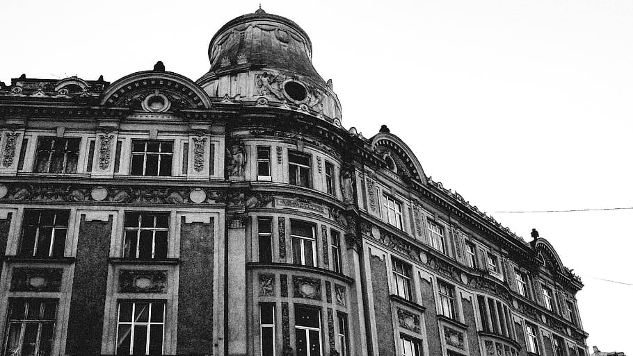 lviv, ukraine, architecture, bw, building exterior, sky, built structure HD wallpaper