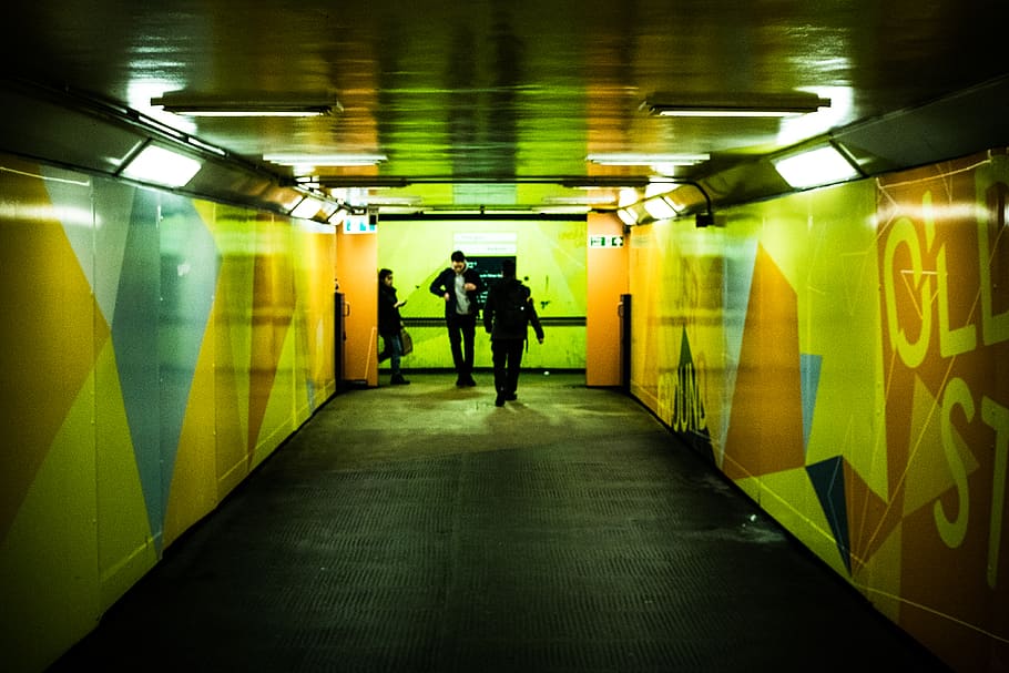 man walking on hallway, tunnel, underground, old street, underpass, HD wallpaper