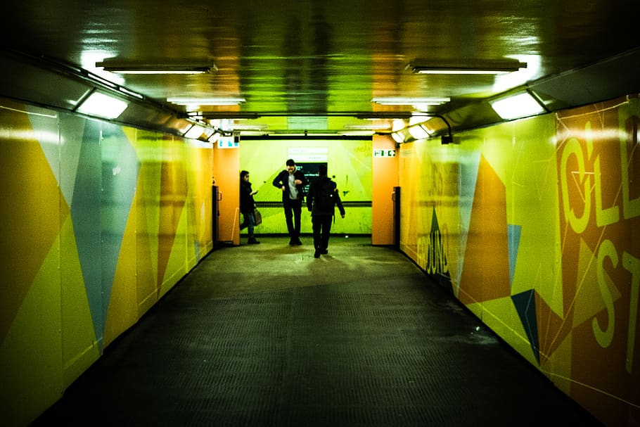 man walking on hallway, tunnel, underground, old street, underpass HD wallpaper