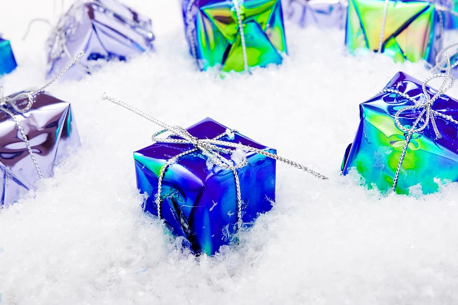 blue, bounty, bow, box, celebration, christmas, crate, decor HD wallpaper