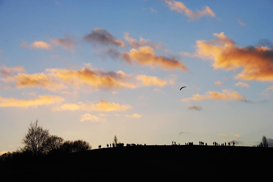 hampstead heath, united kingdom, parliament hill, sunset, pariament hill, HD wallpaper