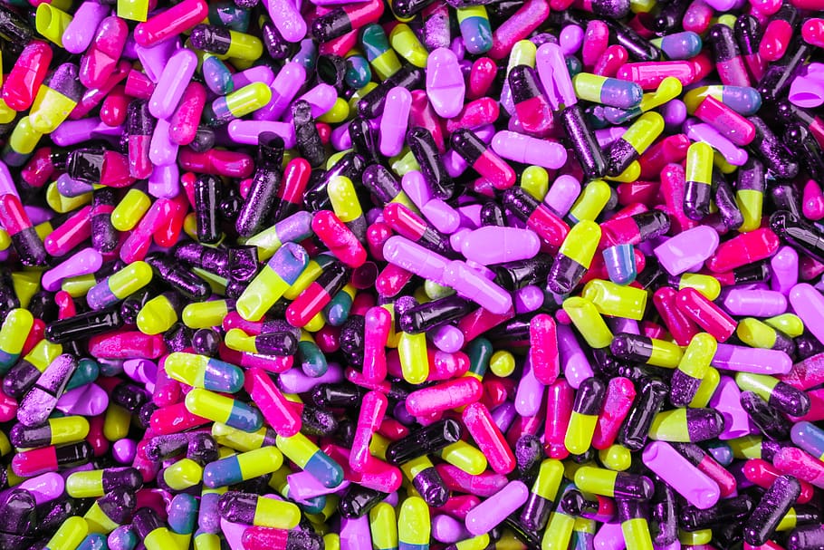 assorted-color medication capsule lot, full frame, backgrounds HD wallpaper