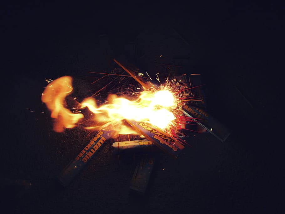 fire, sparklers, burning, flame, heat - temperature, fire - natural phenomenon HD wallpaper