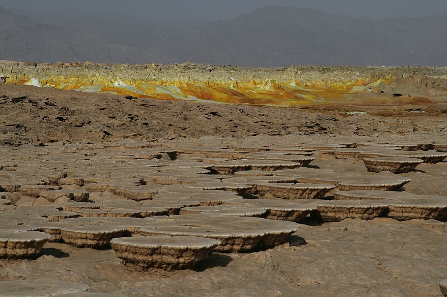 ethiopia, dallol, danakil, hot springs, tranquility, tranquil scene, HD wallpaper