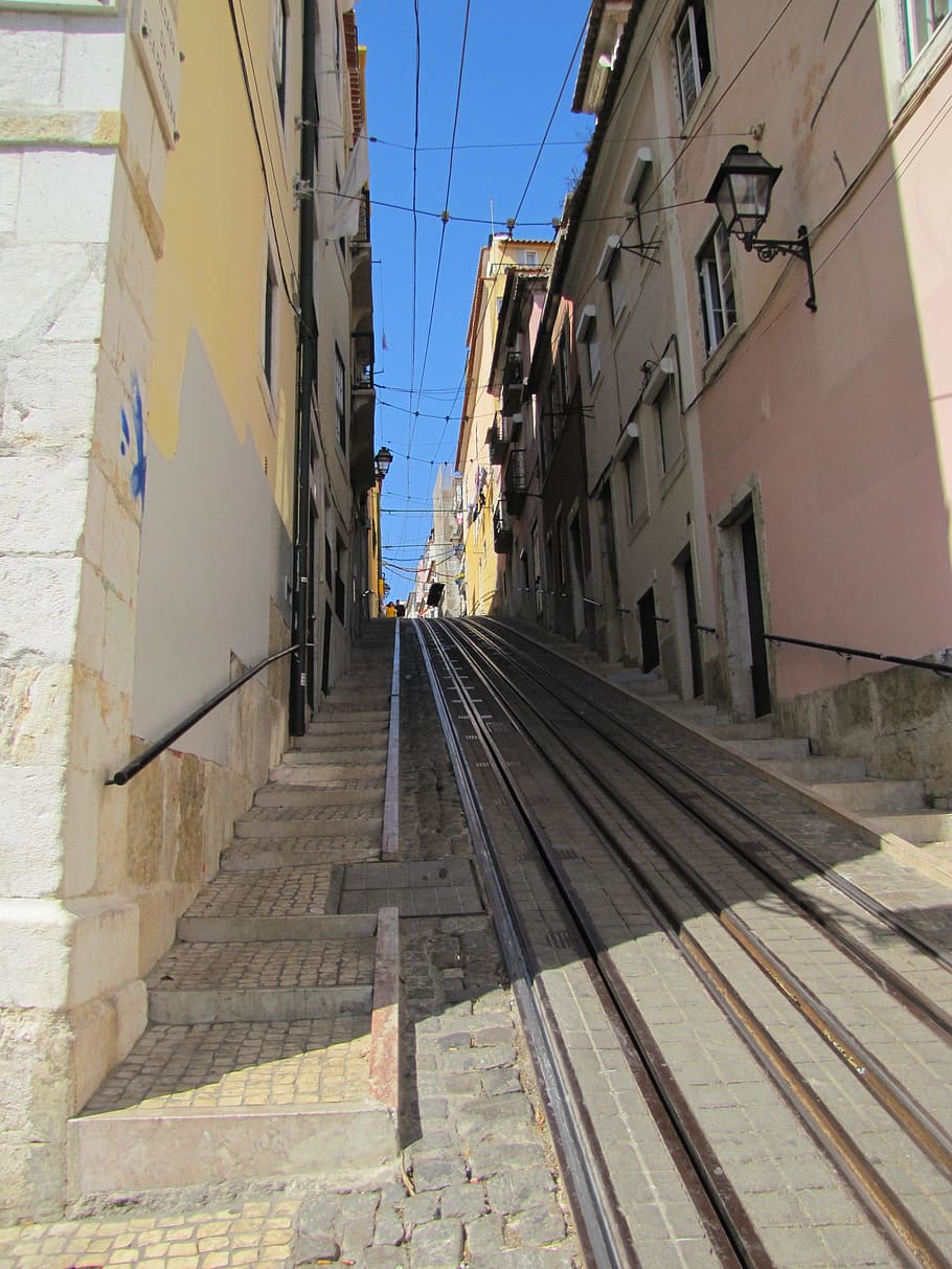 street, old, funicular, construction, architecture, town, built structure HD wallpaper