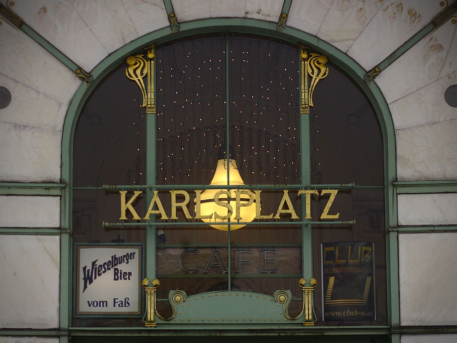 Karlsplatz store window, lamp, austria, vienna, light, cafe, lighting HD wallpaper