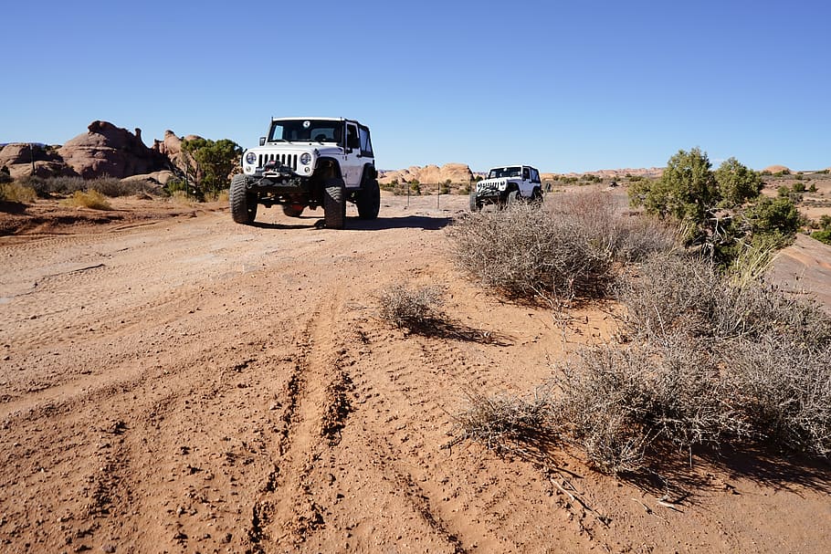 vehicule, road, path, bush, dirt, rock, horizon, mode of transportation HD wallpaper