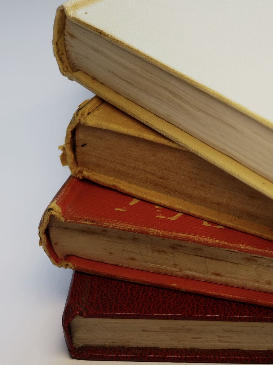 Four Assorted-color Hardbound Books, book pages, book stack, hardcover HD wallpaper