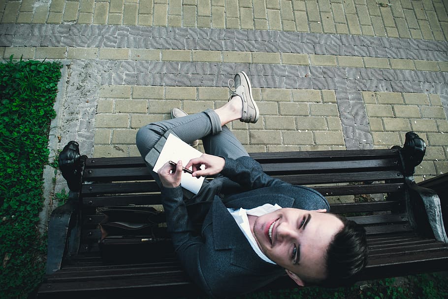 men's black blazer, young adult, real people, staircase, young men HD wallpaper