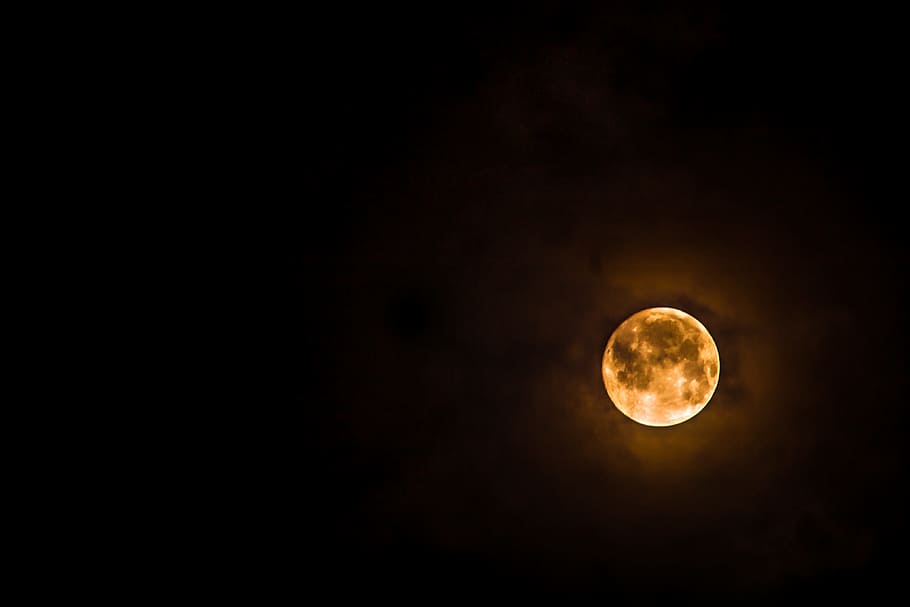 dark, night, moon, nature, satellite, astronomy, space, full moon HD wallpaper