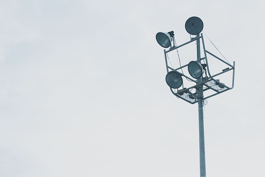 gray megaphones on gray metal post, brazil, light, municipal park roberto mario santini HD wallpaper