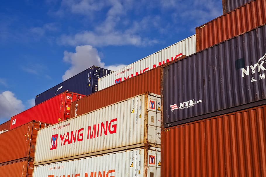 container, container port, cargo, transport, shipping, delivery HD wallpaper