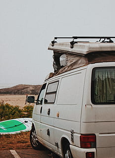 white van, transportation, vehicle, truck, canada, long beach HD wallpaper
