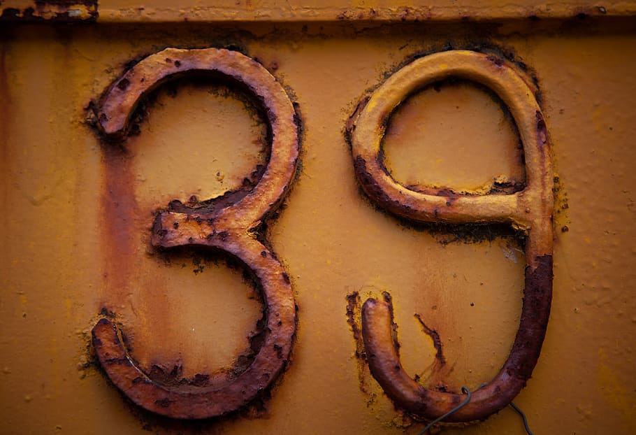 number, 3, 9, 39, rust, yellow, old, pitted, train, carriage, HD wallpaper