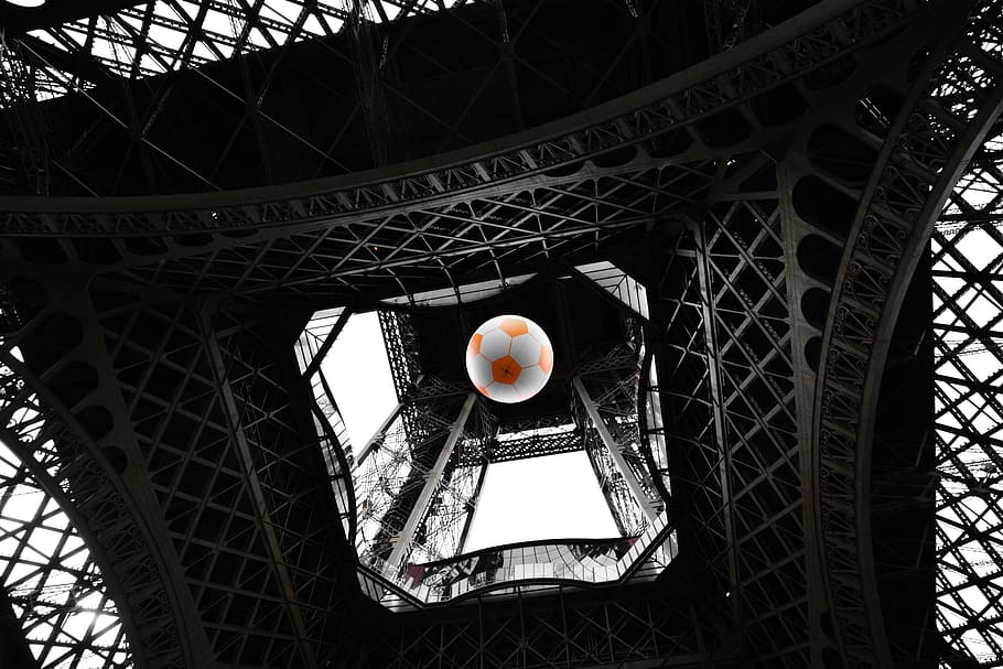 france, paris, eiffel tower, architecture, soccer ball, steal structural HD wallpaper