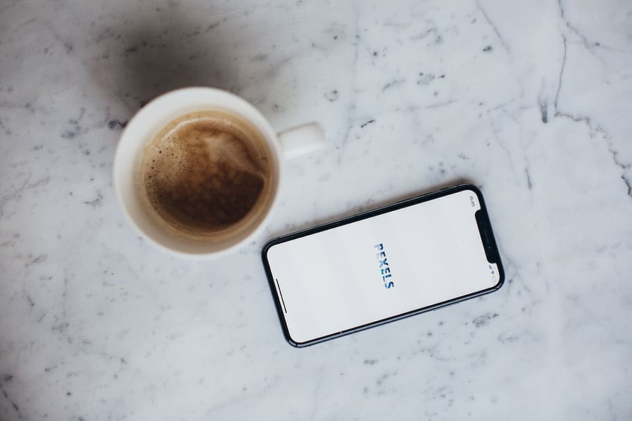 Turned-on Space Gray Iphone X Displaying Pexels Application, beverage HD wallpaper