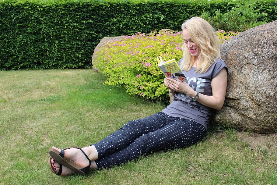 summer, book, reading, person, girl, woman, garden, plant, one person HD wallpaper