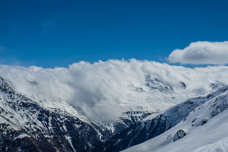 mountain filled with snow, nature, cloud, sky, outdoors, glacier HD wallpaper