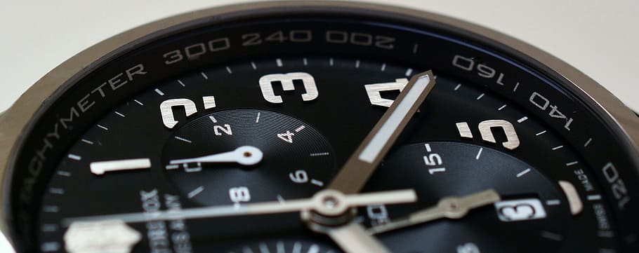Round Silver-colored Analog Watch, chronograph, clock, control HD wallpaper