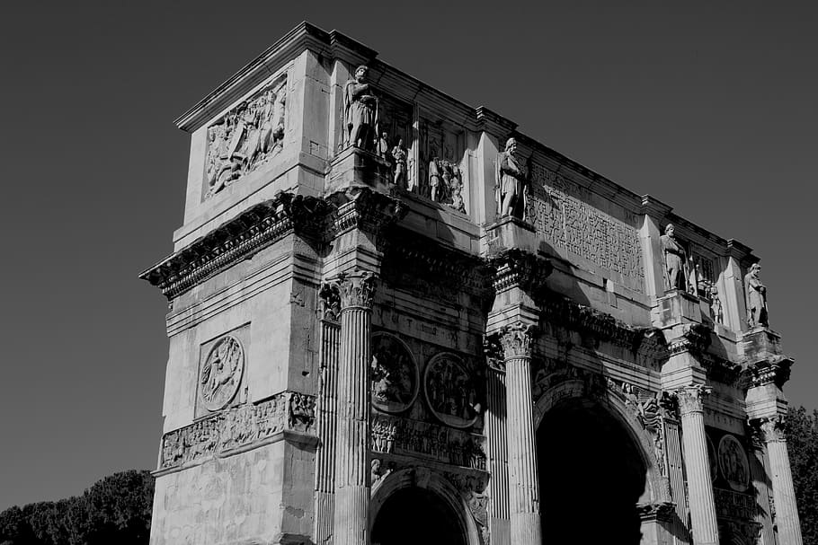Grayscale Photography of Concrete Building, ancient, arch, architecture, HD wallpaper