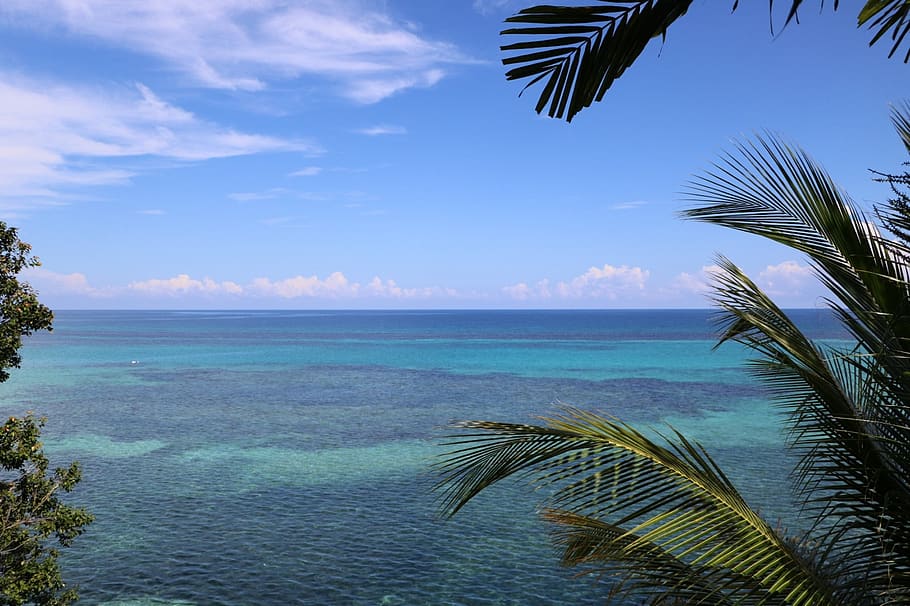 beach, ocean, sea, sky, vacation, nature, tropical, relax, clouds, HD wallpaper