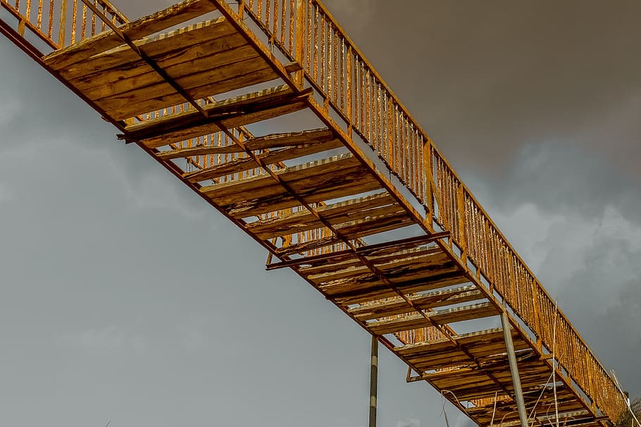 bridge, rusty, destroyed, disconnection, decay, abandonment HD wallpaper
