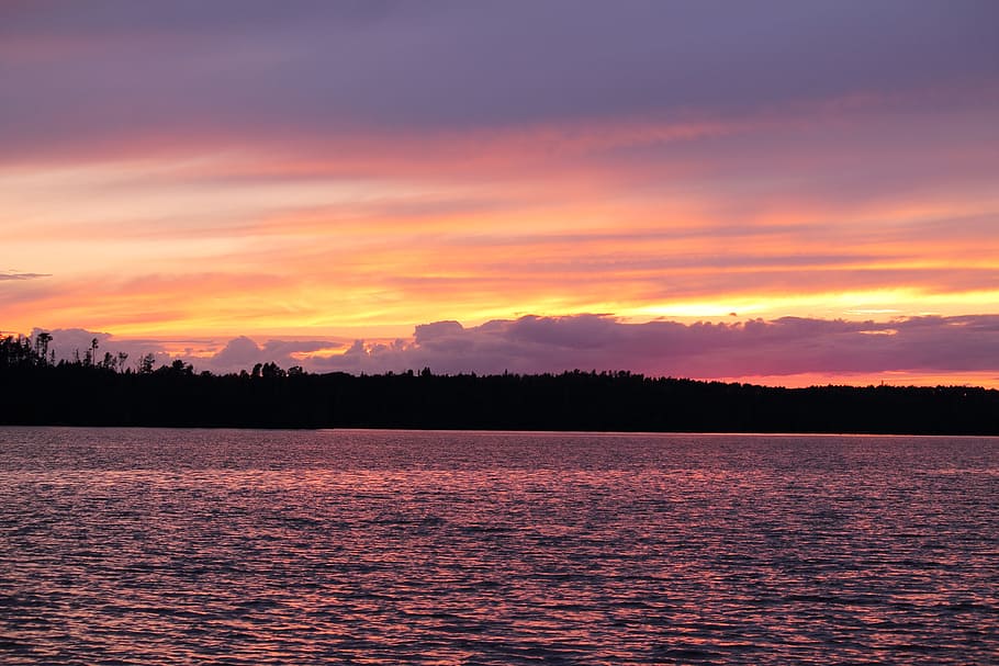 Sea during Sunset, clouds, dawn, dusk, golden hour, HD wallpaper HD wallpaper