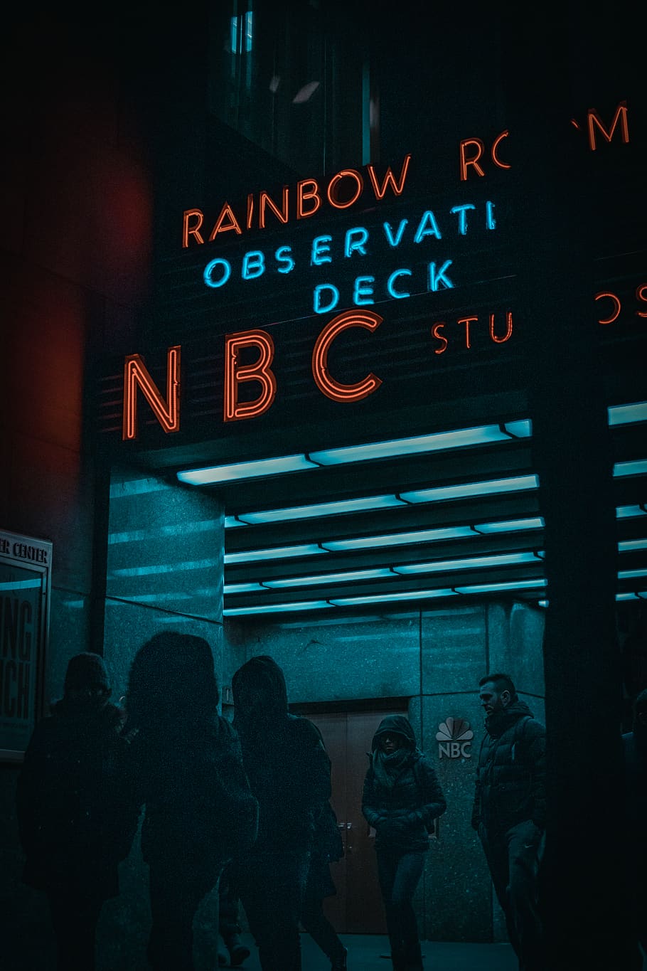 Rainbow NBC store, text, group of people, communication, western script HD wallpaper