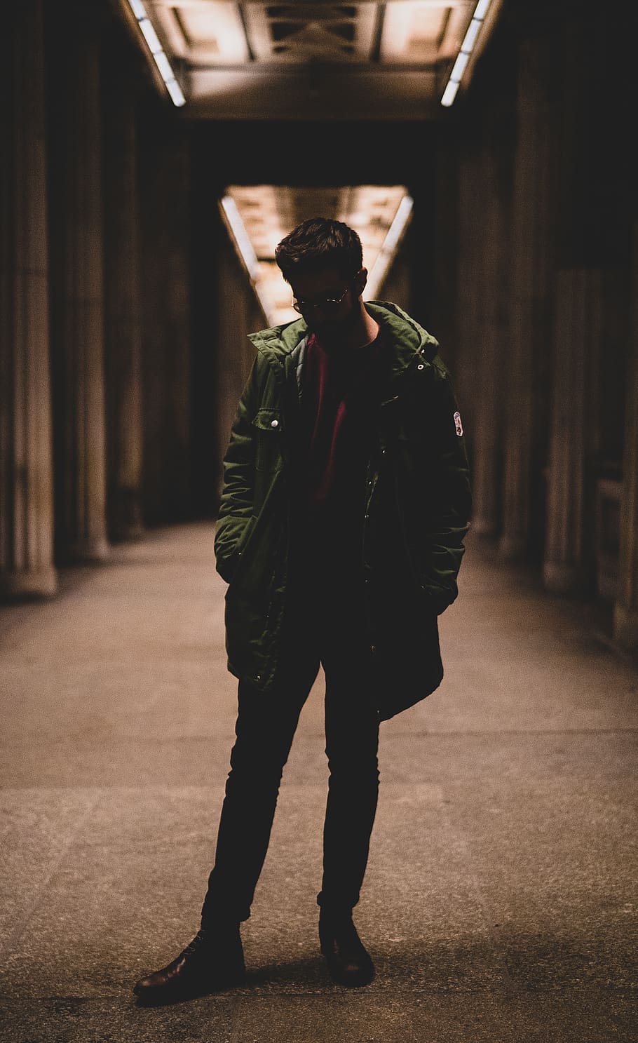 man wearing green jacket, full length, one person, standing, real people HD wallpaper