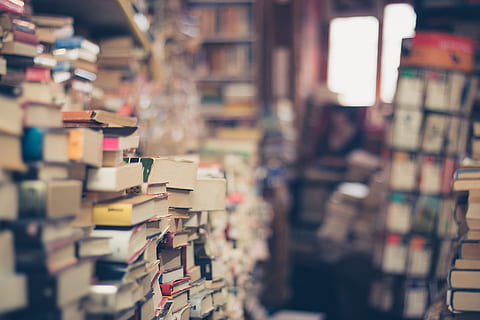 Pile of Books in Shallow Focus Photography, book stack, bookshop HD wallpaper