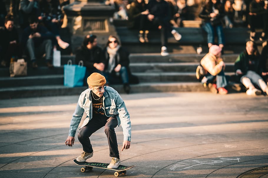 man riding on the skateboard photography, person, human, sport, HD wallpaper